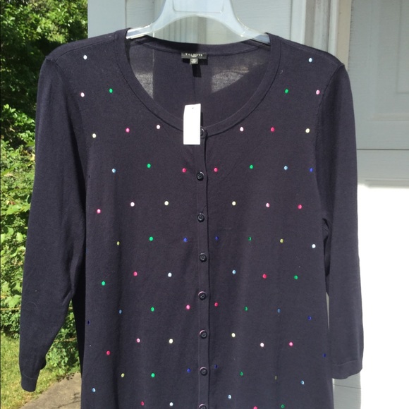 NWT Talbots Navy Multicolor Embroidered Dots Front - Picture 3 of 4